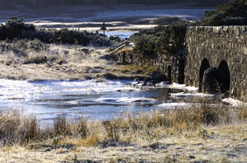Frozen river and bridge at
                                        Dervaig